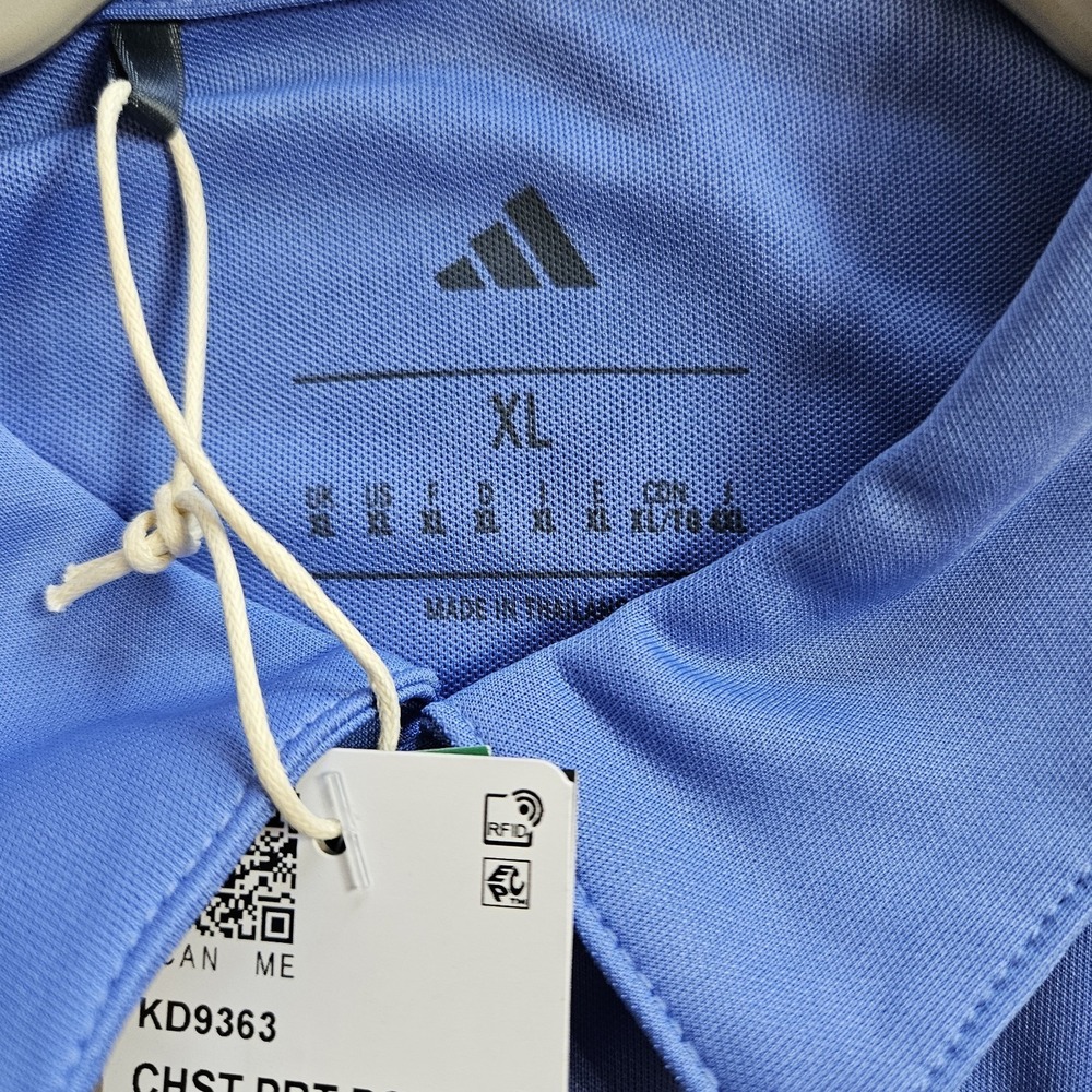Adidas Golf Polo Shirt Men's XL Blue Printed Stripe Performance Short Sleeve NWT - Picture 2 of 4